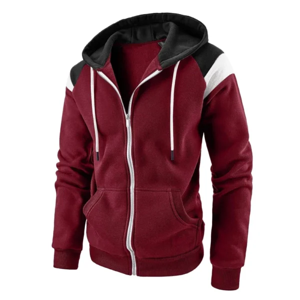 Men's Color Contrast Fashion Hoodie Men's Casual Sports Coat - Image 2