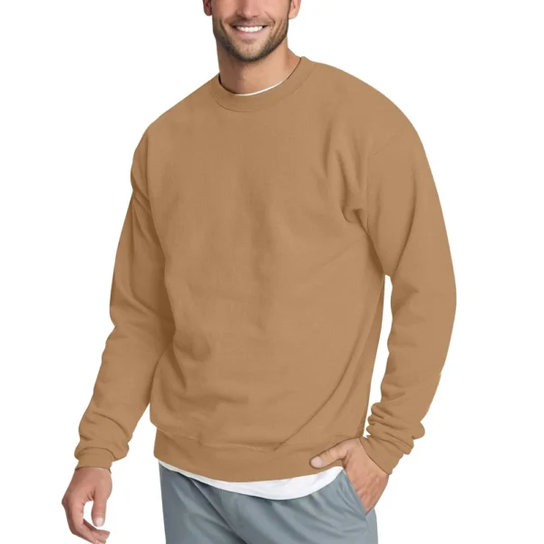 Men's Casual Fashion Comfortable Solid Color Round Neck Pullover Sweatshirt - Image 29
