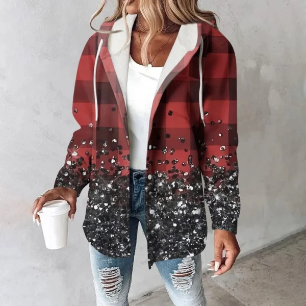 Women's Coat Casual And Fashionable Composite Thick And Warm Printed Hooded - Image 16