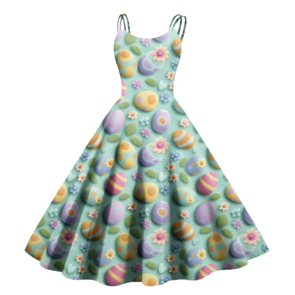 Women's Casual Fashion Print Sexy Off Shoulder Punk Retro Dress Retro Dress - Image 22