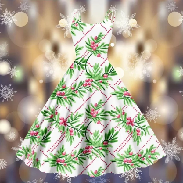 Women's Printed Strapless Christmas Fashion Gothic Cocktail Sexy Dress Punk - Image 28