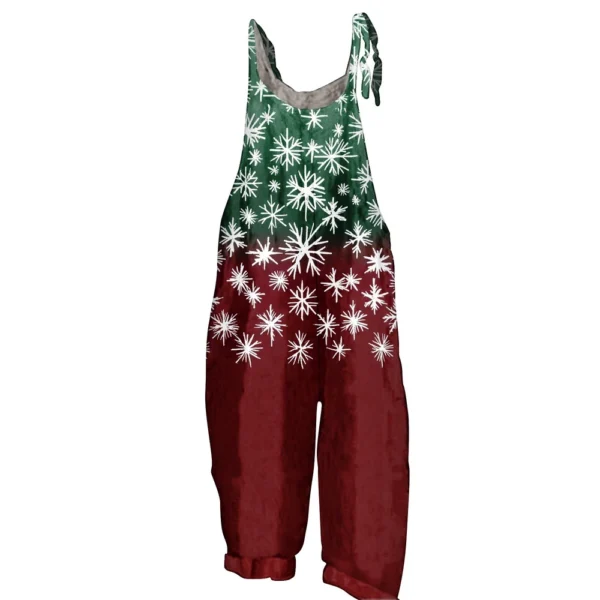 Women's Vintage Loose Christmas Casual Shoulder Strap Jumpsuit Print - Image 7