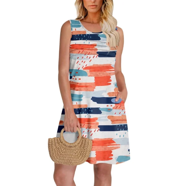 Womens Summer Dresses Loose  Sleeveless Sundresses Dress With Pockets - Image 4