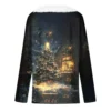Women's Shirt V Neck Christmas Top Long Sleeve Party Fleece Collar T Shirt - Image 12