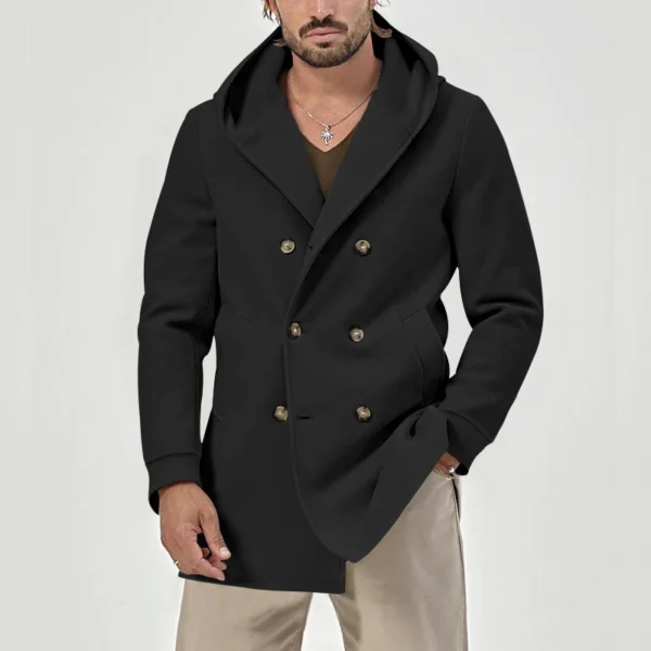 Men's trench coat long lapel hood casual trench coat - Image 6