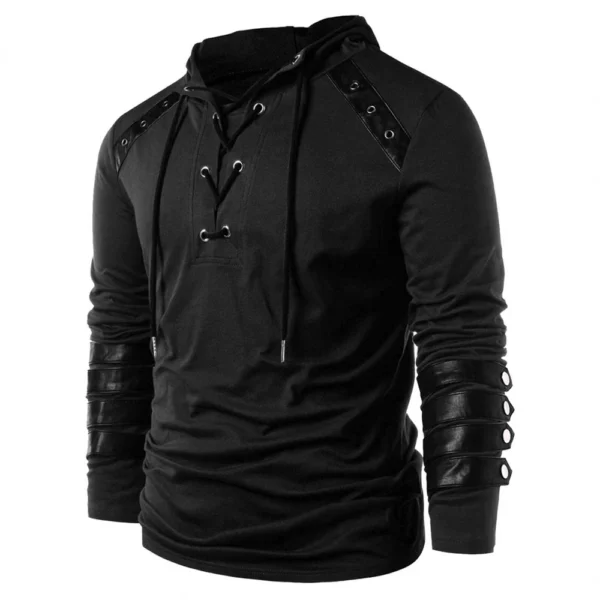 Fall And Winter Hooded Men's Leather Casual Personality Fashion Hoodie - Image 16