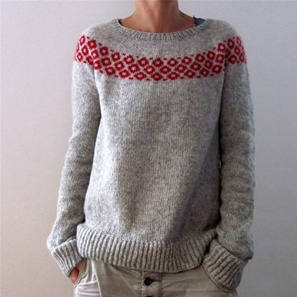 Women's Fashionable Casual Printed Round Neck Pullover Loose Long Sleeved - Image 19
