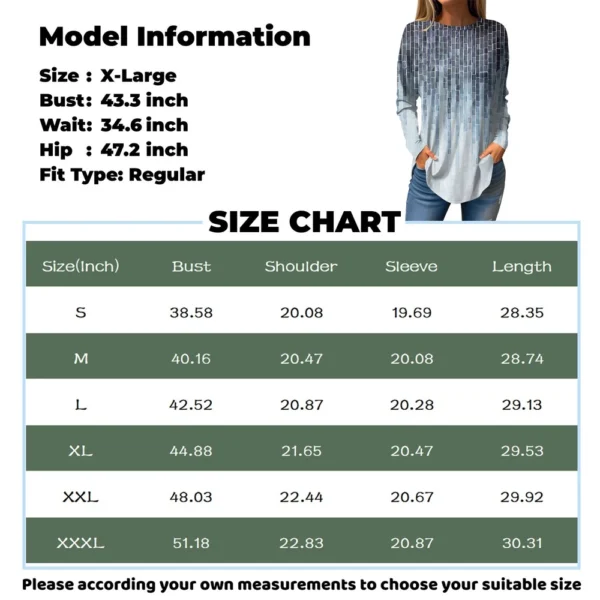 Women's Print Round Neck Christmas Loose T-Shirt Pullover Long Sleeve Top - Image 30
