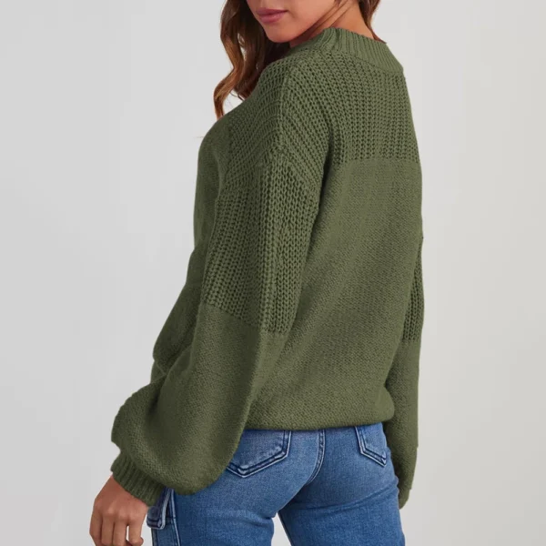 Women's Long Sleeve Winter Season Sweater Sweater Knitted Pullover Round Neck - Image 11