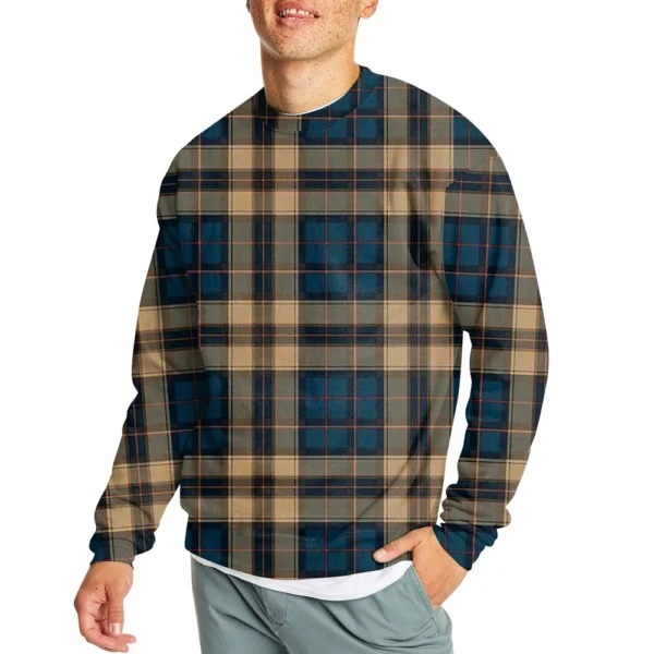 Men's Casual Fashion Comfortable Plaid Round Neck Pullover Sweatshirt Sweatshirt - Image 2