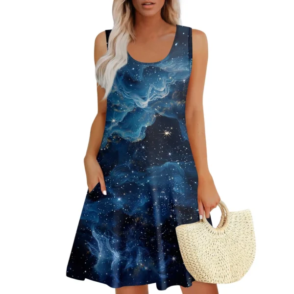 Womens Summer Dresses Easter Print  Loose U Neck Sleeveless Sundresses Dress - Image 6