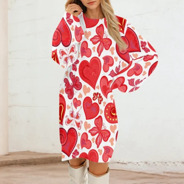 Women's Round Neck Casual Long Sleeve Valentine's Day Plush Gradient Plaid - Image 31