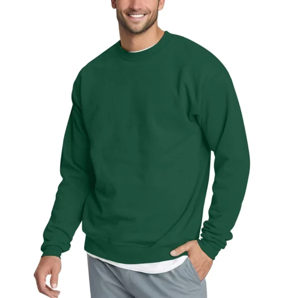 Men's Casual Fashion Comfortable Solid Color Round Neck Pullover Sweatshirt - Image 8