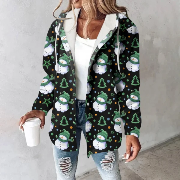 Women's Coat Casual And Fashionable Composite Thick And Warm Printed Hooded - Image 19