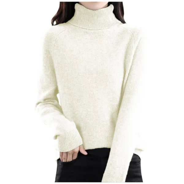 Women's Fashion Wool Long-Sleeved Sweater With Shoulder Insert Solid Color - Image 6