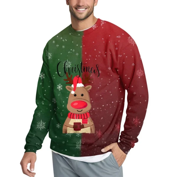 Men's Casual Fashion Comfortable Christmas Printed Round Neck Pullover - Image 20