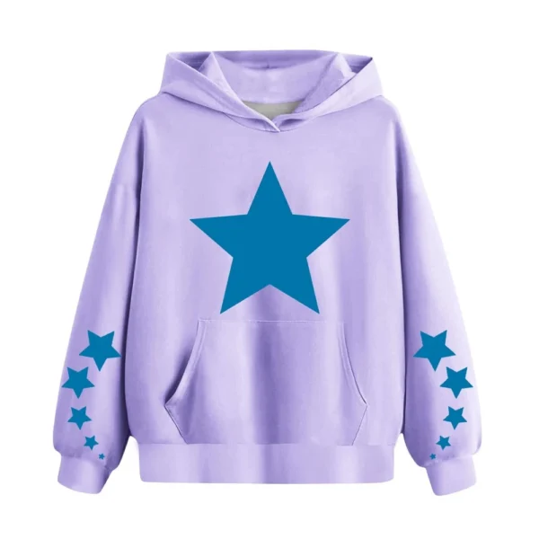 Women's Fashionable Loose Fitting Hooded Pullover, Long Sleeved Sportswear, - Image 4