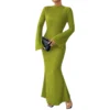 Women's Fall Dresses 2024 Maxi Dresses Solid Flare Sleeve Dress Bodycon Dresses - Image 4