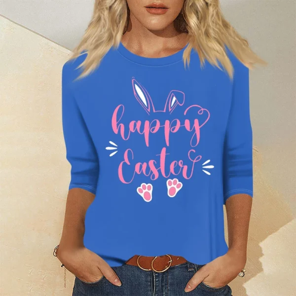 Women's Tops Basic Casual Printed 3/4 Sleeve Plus Size Easter Fashion Pullover - Image 28