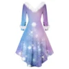 Women's Fashion V-neck Casual Fit Christmas Print Party Long Sleeve Dress - Image 11