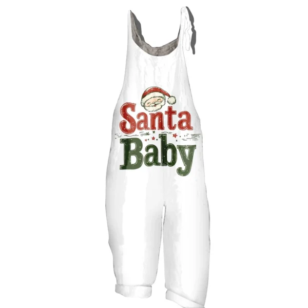 Women's Shoulder Strap Print Christmas Loose Vintage Jumpsuit Casual - Image 29