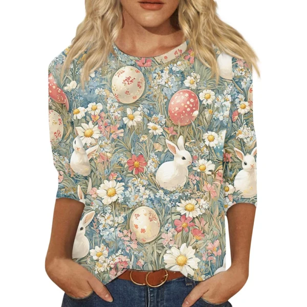Women's Loose Printed Casual Round Neck Short Sleeved Daily Fashion T-Shirt - Image 9