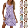 Women's Printed Easter Dresses Casual Sundresses Summer Fashion Loose Dress