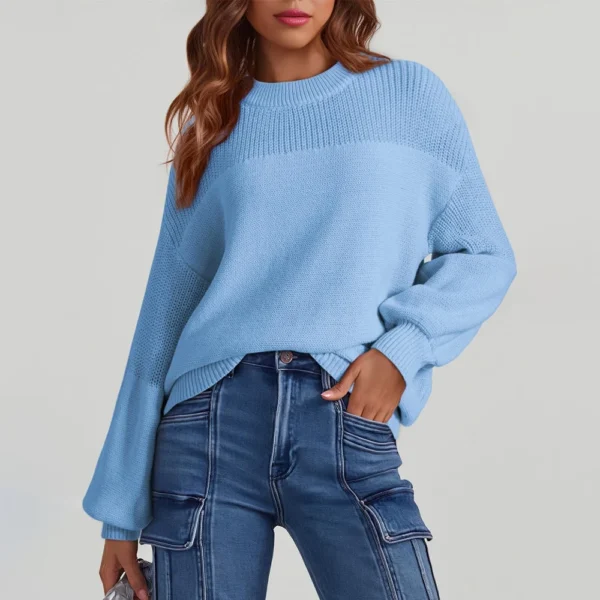 Women's Long Sleeve Winter Season Sweater Sweater Knitted Pullover Round Neck - Image 24