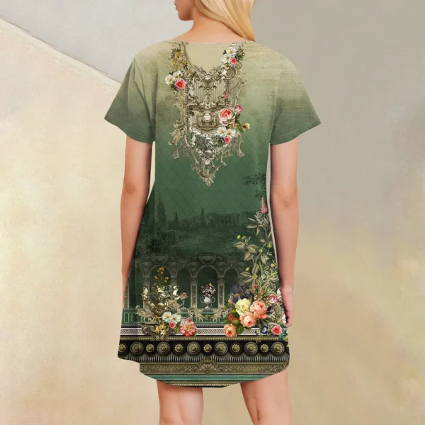 Womens Summer Dresses Short Sleeve Linen Casual T-Shirt Dresses Swing Beach - Image 12
