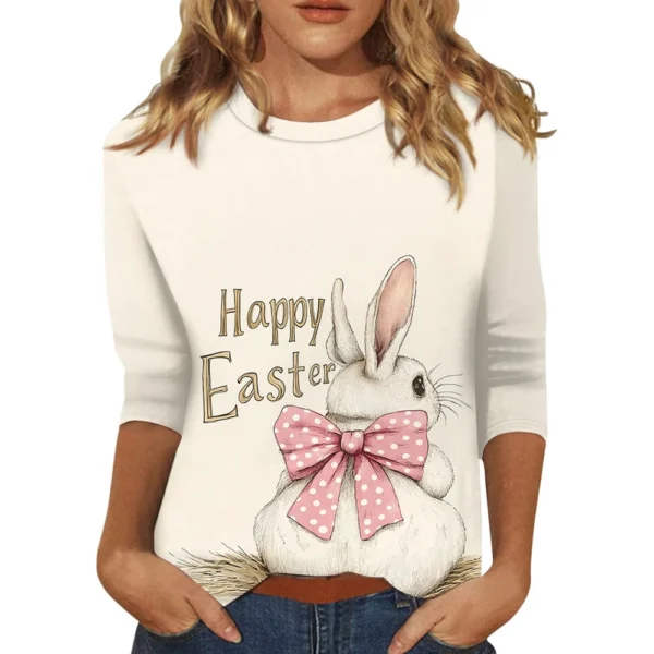 Women's Printed Basic Easter Fashion Tops Casual Plus Size 3/4 Sleeve Pullover - Image 17