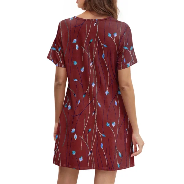 Women's Summer Dress Loose Beach Vacation Casual Round Neck Short Sleeve - Image 12