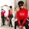 Knit top for women slim-fit high-neck hollowing out - Image 49