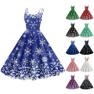 Women's Gothic Cocktail Punk Strapless Printed Christmas Sexy Dress Fashion