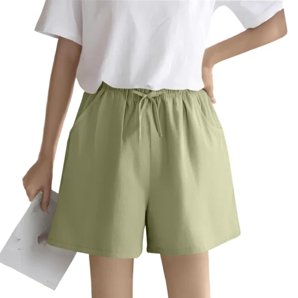 Women's Solid Color Linen Cotton Hemp Casual Sports Casual Shorts Pants - Image 6