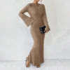 Women's Fall Dresses 2024 Maxi Dresses Solid Flare Sleeve Dress Bodycon Dresses - Image 12