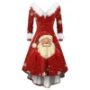 Women's Fashion V-neck Casual Fit Christmas Print Party Long Sleeve Dress - Image 23
