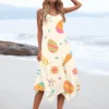 Women's Casual Fashion Round Neck Sleeveless Print Irregular Hem Midi Dress - Image 11