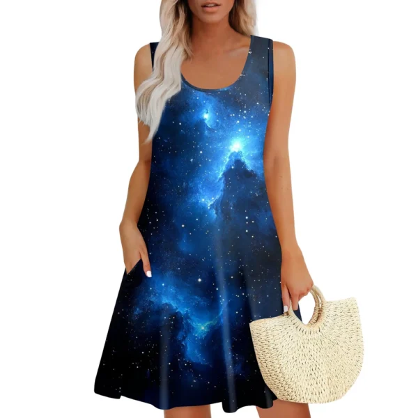 Womens Summer Dresses Easter Print  Loose U Neck Sleeveless Sundresses Dress - Image 16