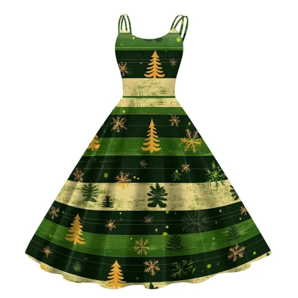 Women's Christmas Printed Punk Fashion Sexy Strapless Dress Gothic Cocktail - Image 13