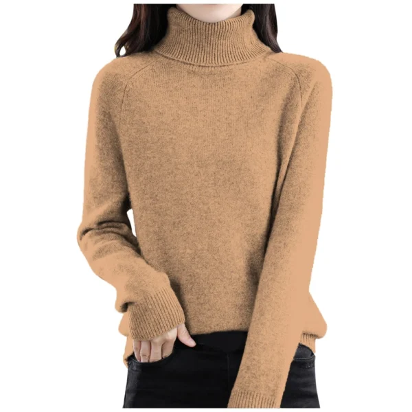 Women's Fashion Wool Long-Sleeved Sweater With Shoulder Insert Solid Color - Image 8