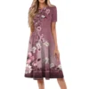 Women's Loose Casual And Fashionable Round Neck Short Sleeved Printed Mid - Image 38