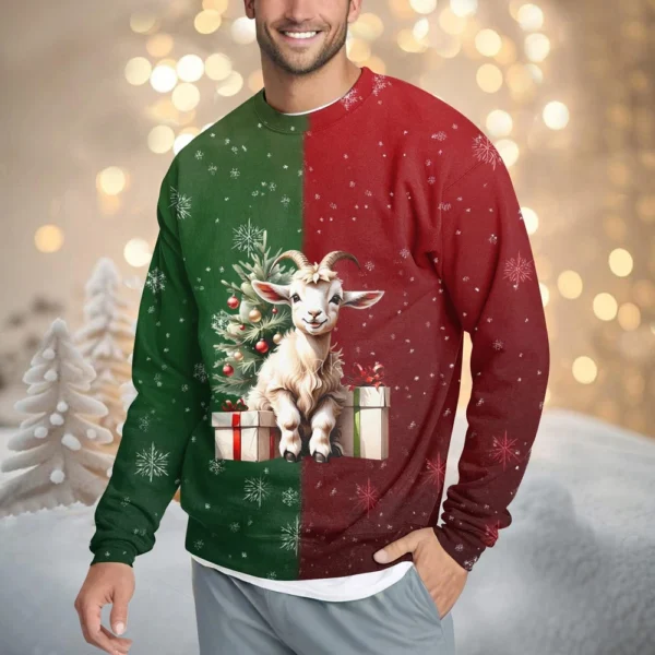 Men's Casual Fashion Comfortable Christmas Printed Round Neck Pullover - Image 13