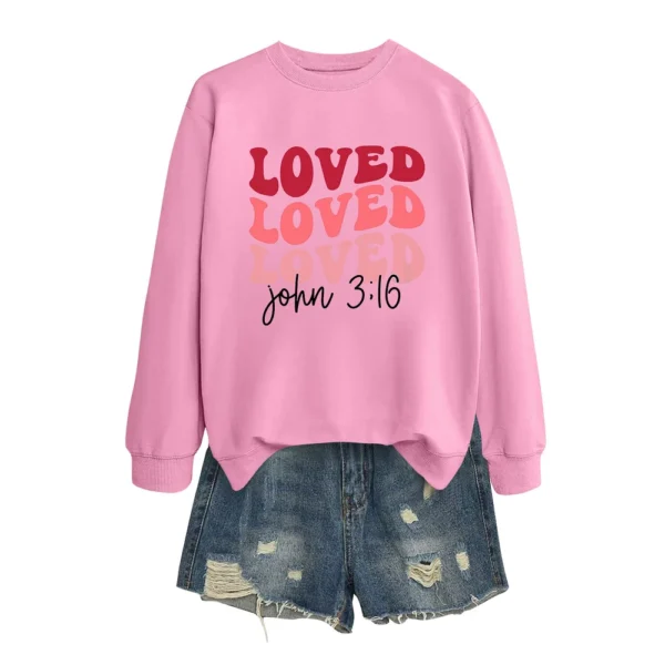 Women's T-shirt Tops Loose, Fashionable And Casual  Valentine's Day Print Round - Image 11