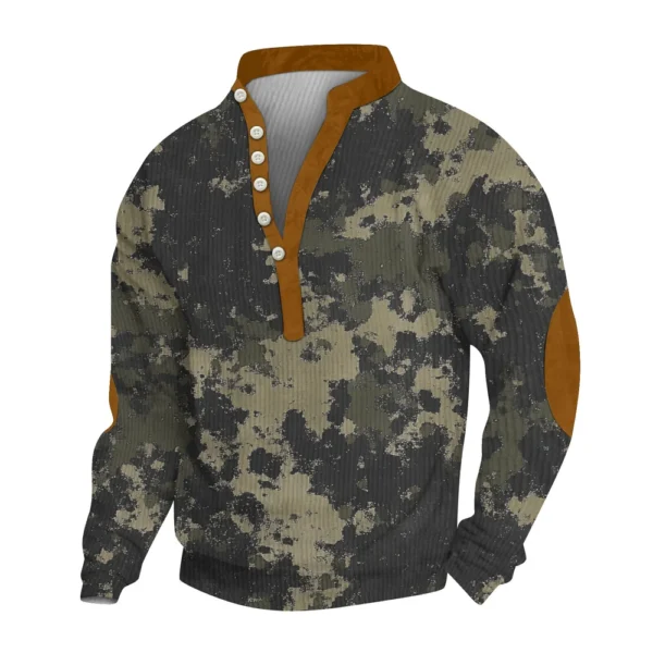 Men's Print Plush Warm Coat Fleece Sweater Casual Coat Pocket Sweater Winter - Image 8
