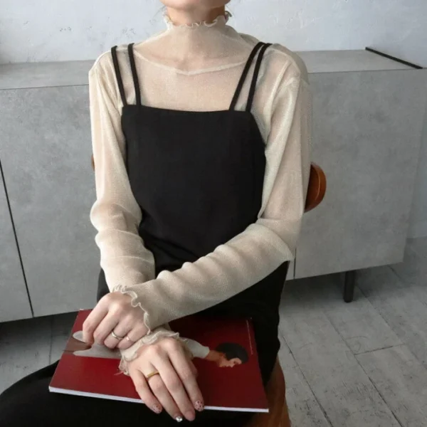Women's perspective long-sleeved turtleneck bottoming shirt - Image 12