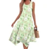 Women's Casual Fashion Round Neck Sleeveless Print Irregular Hem Midi Dress - Image 23