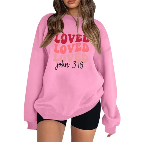 Women's T-shirt Tops Loose, Fashionable And Casual  Valentine's Day Print Round - Image 26