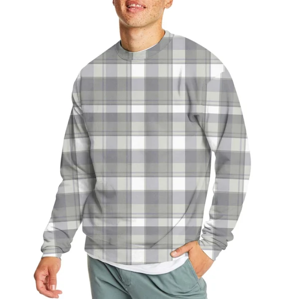 Men's Casual Fashion Comfortable Plaid Round Neck Pullover Sweatshirt Sweatshirt - Image 20