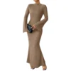 Women's Fall Dresses 2024 Maxi Dresses Solid Flare Sleeve Dress Bodycon Dresses - Image 13