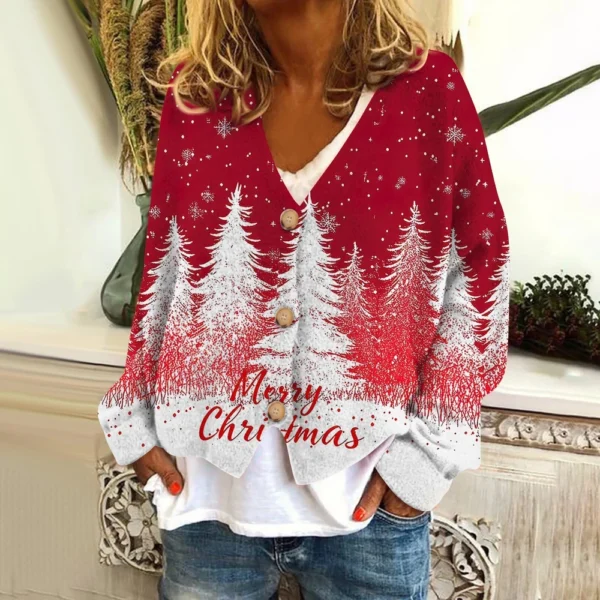 Women's Fashion Short Coat Casual Long Sleeve Printed Single Breasted Plush Top - Image 34